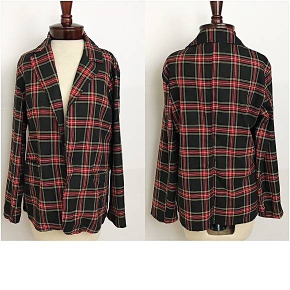 🍁SALE Perfect Plaid Blazer Jacket Pockets S/M - Picture 7 of 8